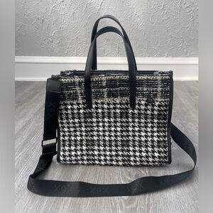 Betsey Johnson Becca Tweed Houndstooth Tote Crossbody Shoulder Bag